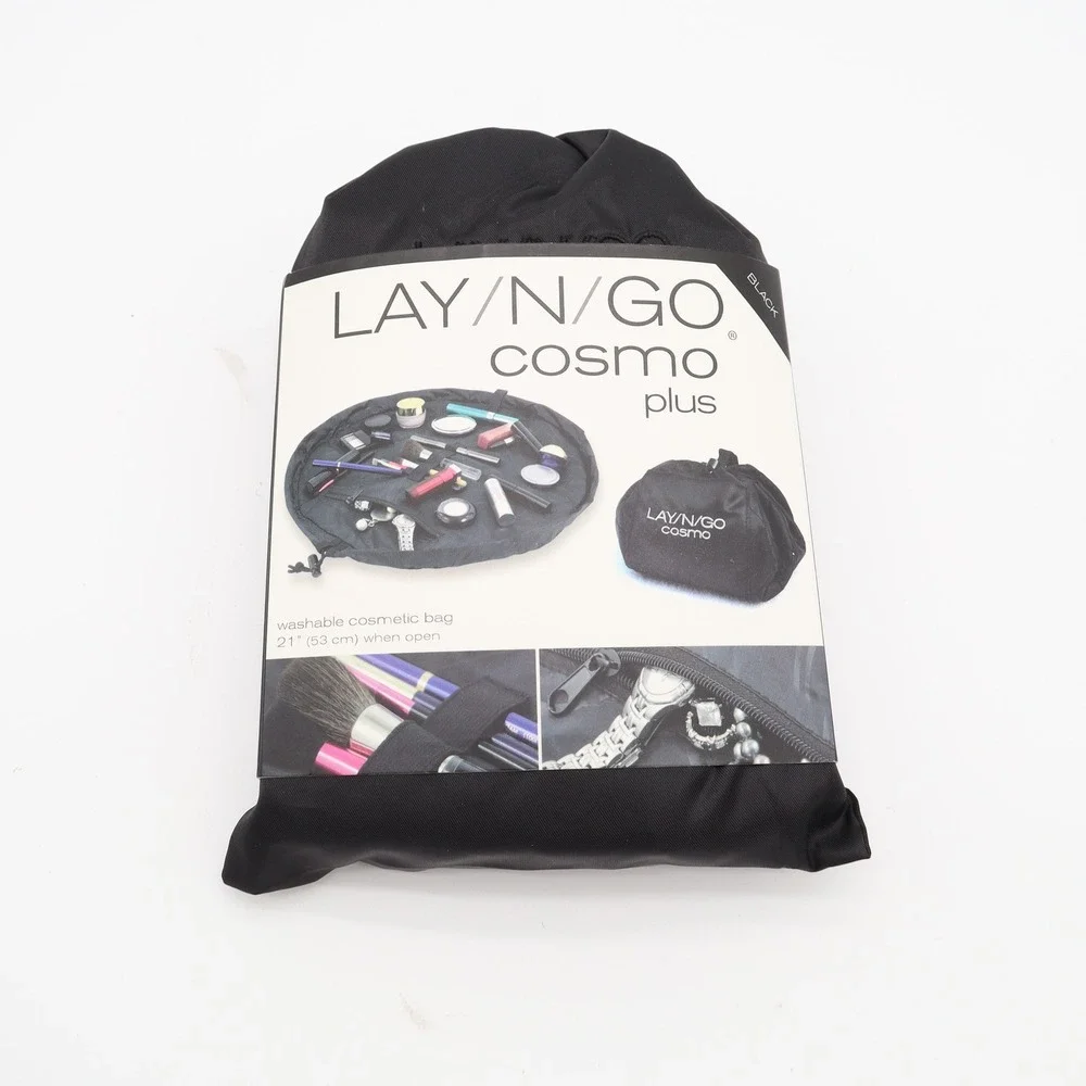 Lay-n-Go Cosmetic Bag Unisex OS Cosmo Plus Black Washable Travel Pouch NEW